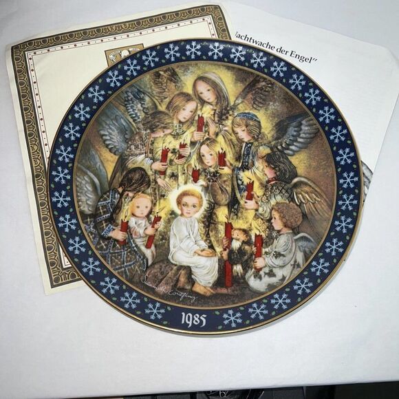 1985 German DIE NACHTWACHE DER ENGEL Angel's Vigil Ltd Ed Plate 10 1/2" # 674 B - Picture 1 of 8